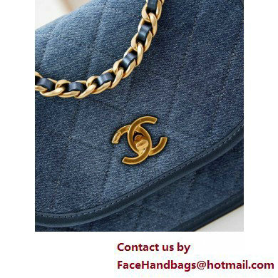 Chanel Washed Denim  &  Gold-Tone Metal Small Messenger Bag AS4850 Blue 2025